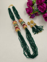 Designer Handcrafted Multilayered Hydro Green Crystal Beads Necklace Set For Women